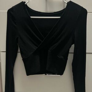 Elegant Black Ribbed Women's Top